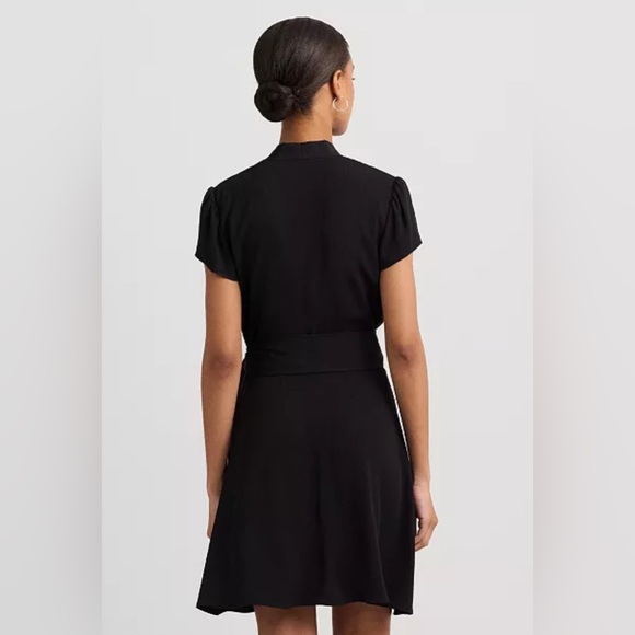 Lauren Ralph Lauren Women's Belted Georgette Short-Sleeve Dress, Black - Picture 2 of 8